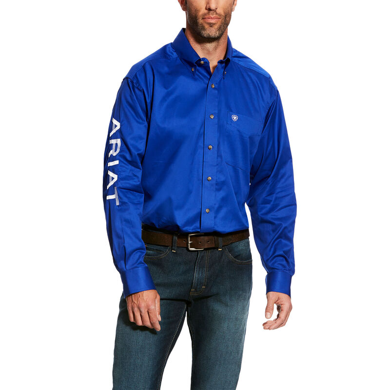 Ariat Western: Team Logo Twill Classic Fit Camisa Hombre - Azules / Blancas (JPKLM2876)